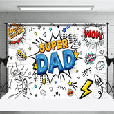 Lofaris Comic White Superhero Dad Happy Fathers Day Backdrop